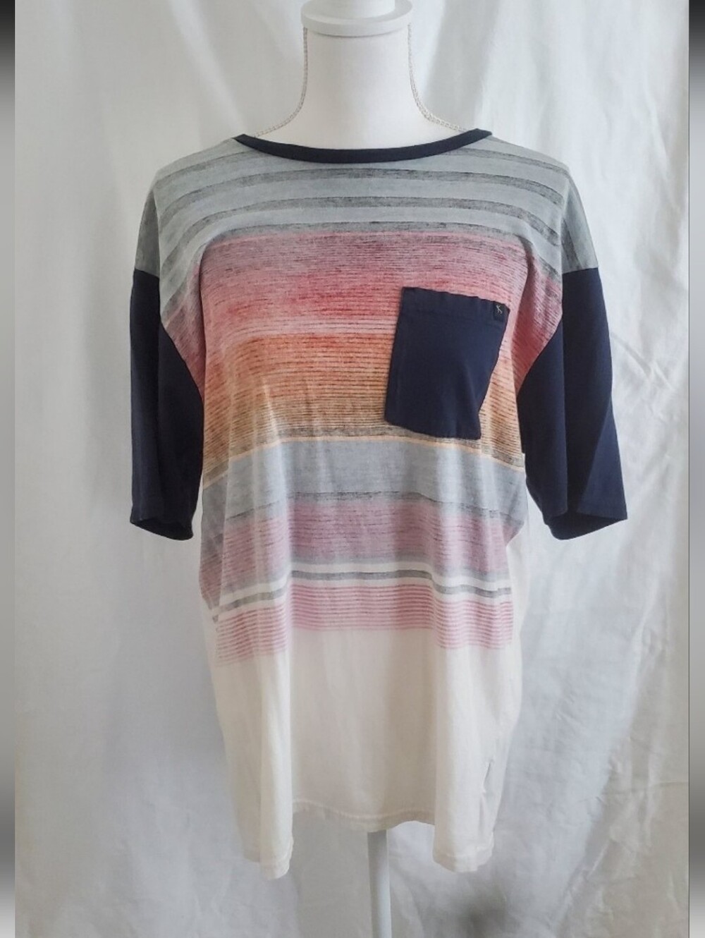 Lost Shirt Vintage T Shirt Tillys Multicolor Stripe T Shirt Men Casual Tee Navy - Picture 8 of 11